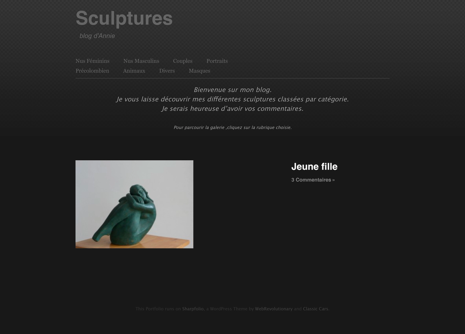 Site d'Annie Sculpture avant la refonte